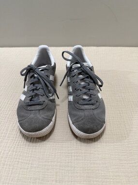 adidas Gray Suede Sneakers with White Stripes